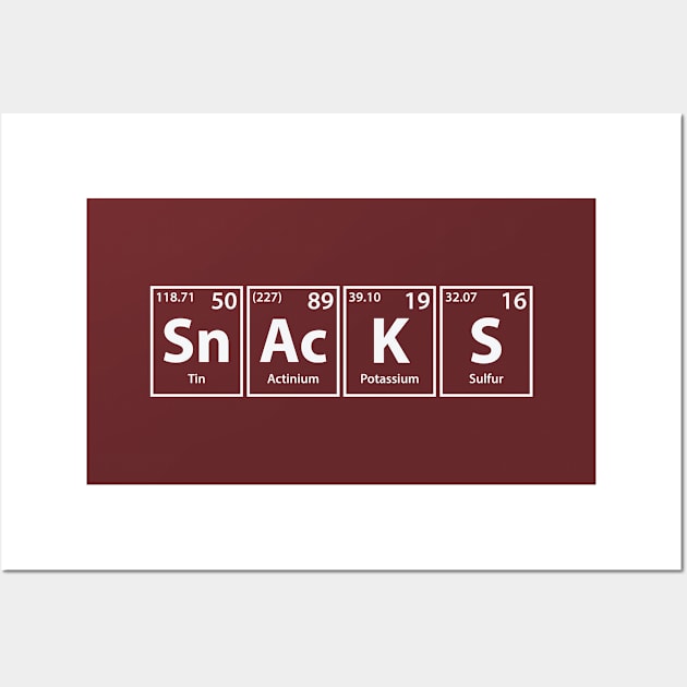 Snacks (Sn-Ac-K-S) Periodic Elements Spelling Wall Art by cerebrands